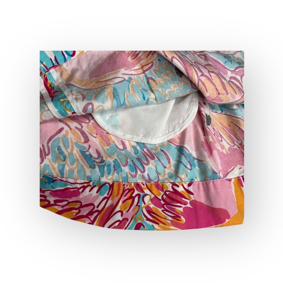 new Lilly Pulitzer 𑁍 Peel + Eat Flamingo Print Mini Skirt 𑁍 Teal Pink 𑁍 XS 𑁍 - Picture 10 of 16